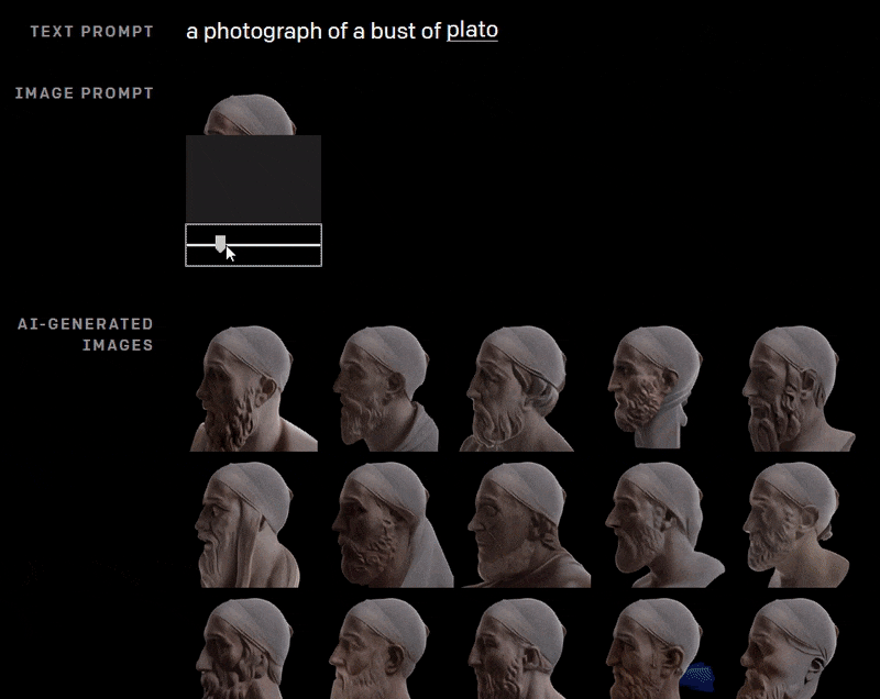 DALL-E completes an image of Plato from partial information