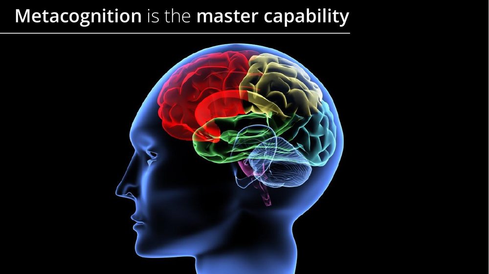 Keynote slide: metacognition is the master capability for the AI era